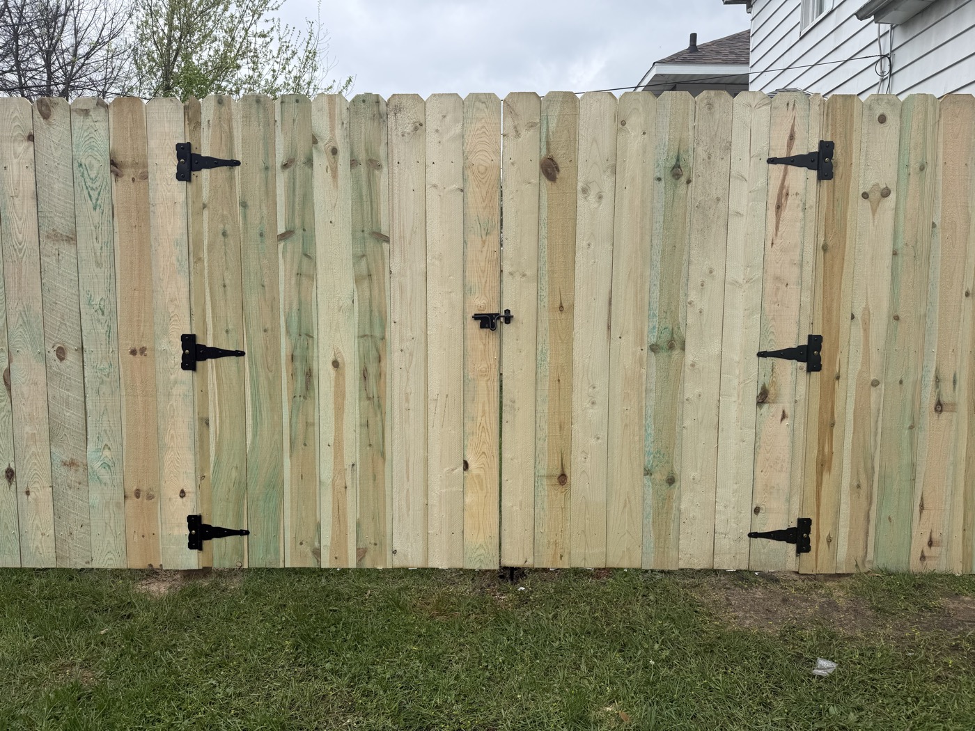 Cedar wood privacy fence double gate, Freedom Fencing & Decking installation